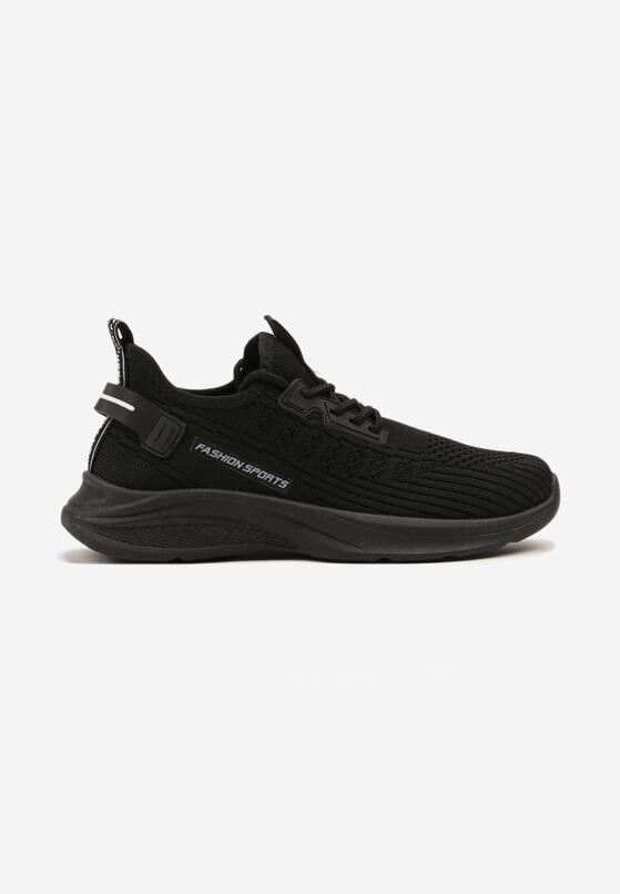 Czarne Buty Sportowe Sneakersy z Napisami i Tłoczeniem Odalira 4