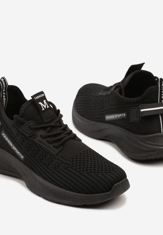 Czarne Buty Sportowe Sneakersy z Napisami i Tłoczeniem Odalira 6