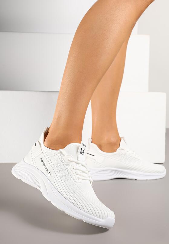 Białe Buty Sportowe Sneakersy z Napisami i Tłoczeniem Odalira 2