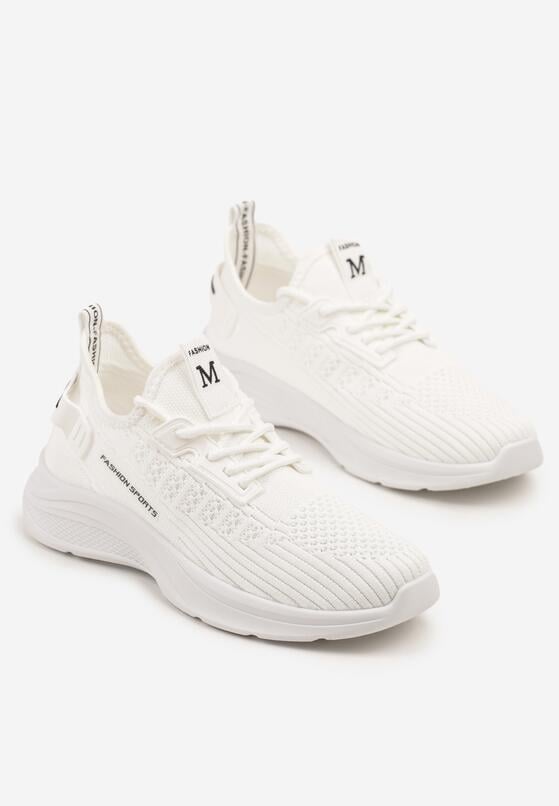 Białe Buty Sportowe Sneakersy z Napisami i Tłoczeniem Odalira 5