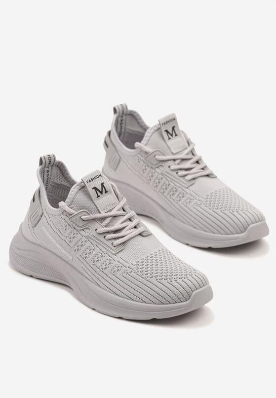 Szare Buty Sportowe Sneakersy z Napisami i Tłoczeniem Odalira 5