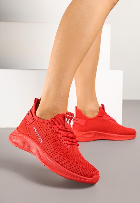Czerwone Buty Sportowe Sneakersy z Napisami i Tłoczeniem Odalira 2