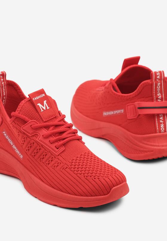Czerwone Buty Sportowe Sneakersy z Napisami i Tłoczeniem Odalira 6