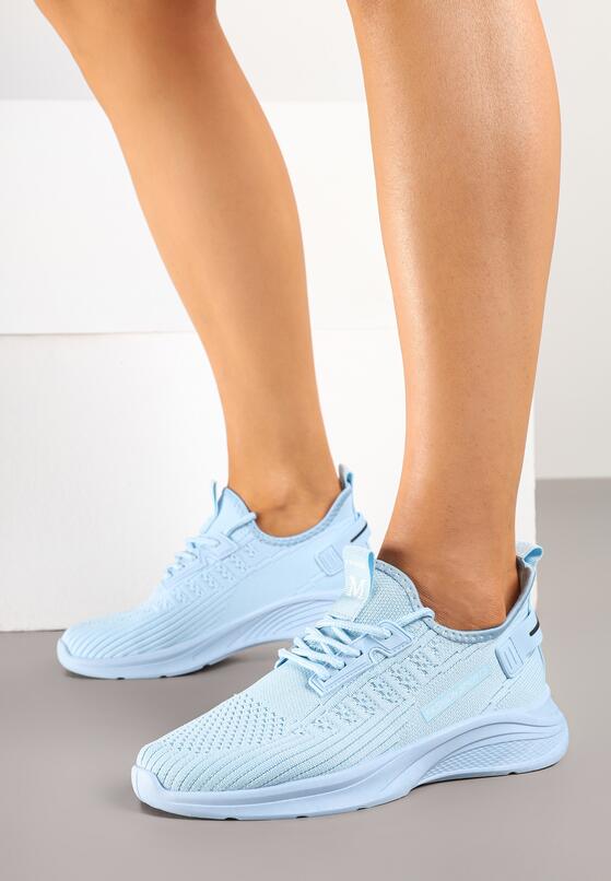 Jasnoniebieskie Buty Sportowe Sneakersy z Napisami i Tłoczeniem Odalira 2