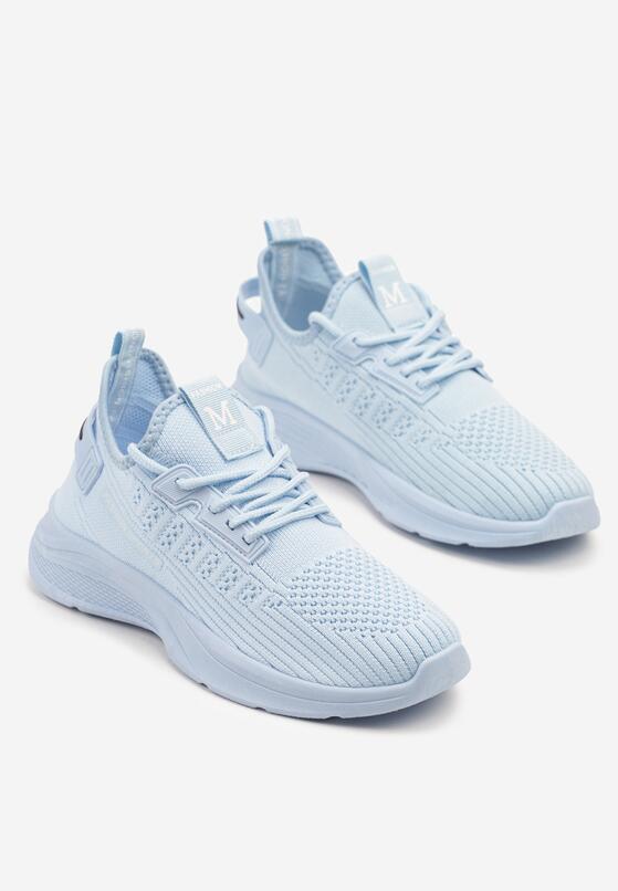 Jasnoniebieskie Buty Sportowe Sneakersy z Napisami i Tłoczeniem Odalira 5