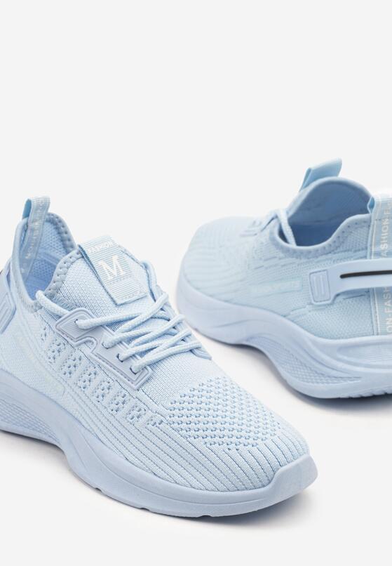 Jasnoniebieskie Buty Sportowe Sneakersy z Napisami i Tłoczeniem Odalira 6