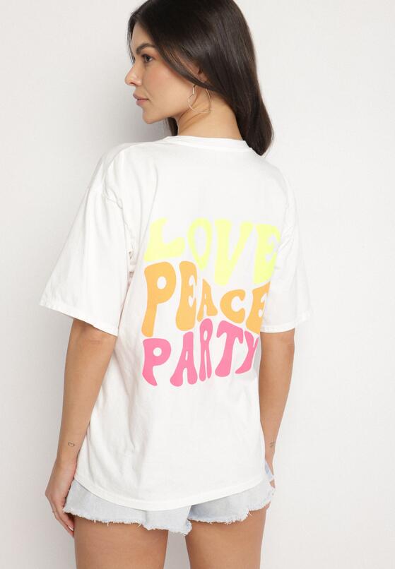 Biały Bawełniany T-shirt Ozdobiony Nadrukiem Odalva 3