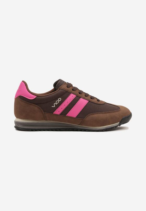 Brązowe Sneakersy z Ozdobnymi Paskami na Nieregularnej Podeszwie Kolarina 4