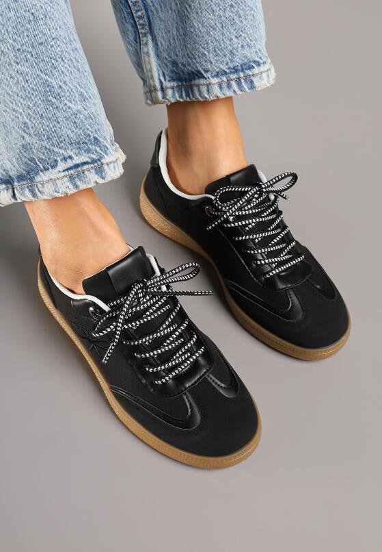 Czarne Sneakersy w Stylu Tenisówek z Motywem Kokardy Marvinela 3