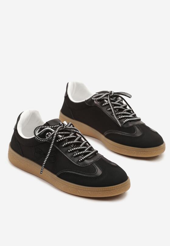 Czarne Sneakersy w Stylu Tenisówek z Motywem Kokardy Marvinela 5