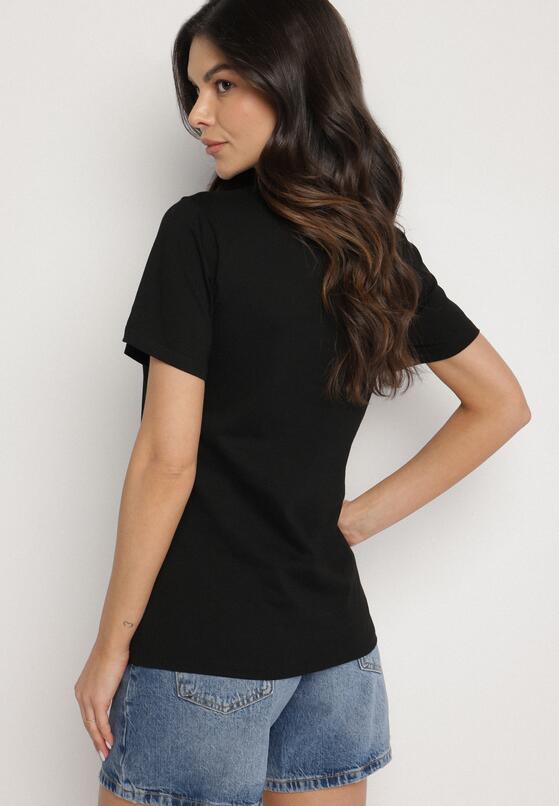 Czarny T-shirt z Bawełny z Krótkim Rękawem i Naszywką w Kształcie Serca Viketta 3
