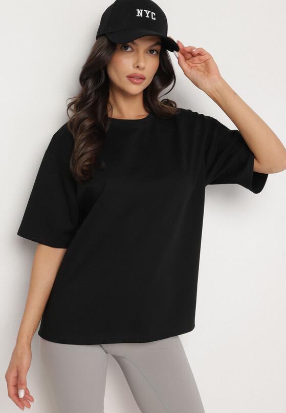 Czarny T-shirt z Bawełną w Klasycznym Stylu Meravia 1
