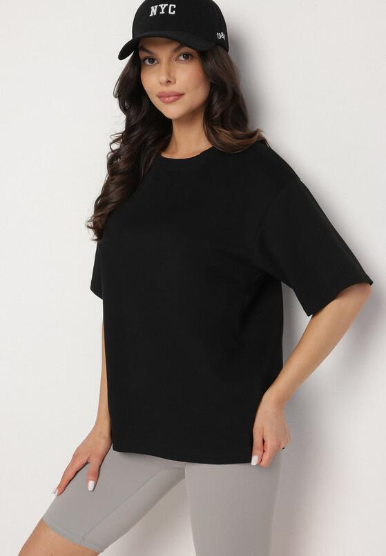 Czarny T-shirt z Bawełną w Klasycznym Stylu Meravia 2