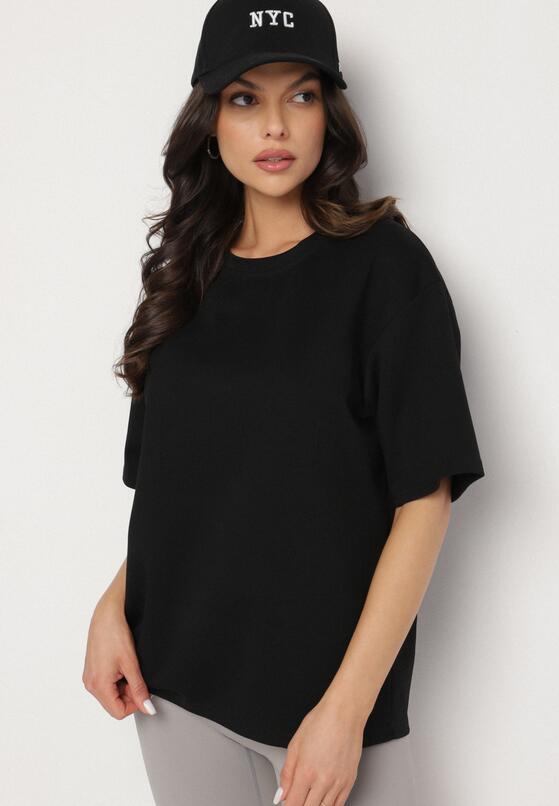 Czarny T-shirt z Bawełną w Klasycznym Stylu Meravia 4