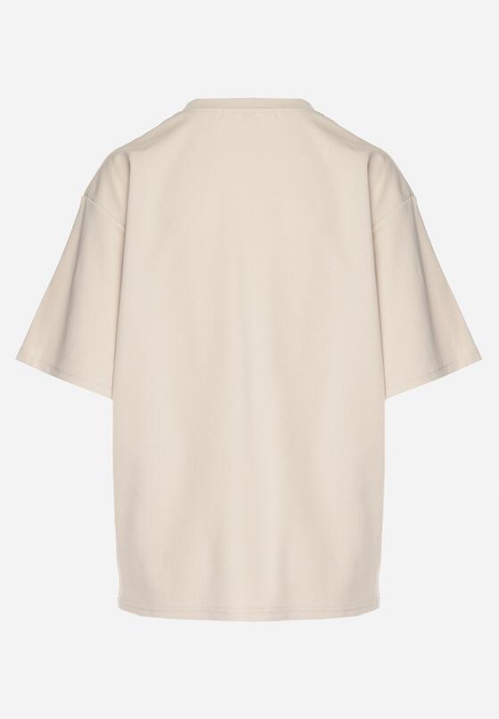 Jasnobeżowy Bawełniany Klasyczny T-shirt Merovira 7