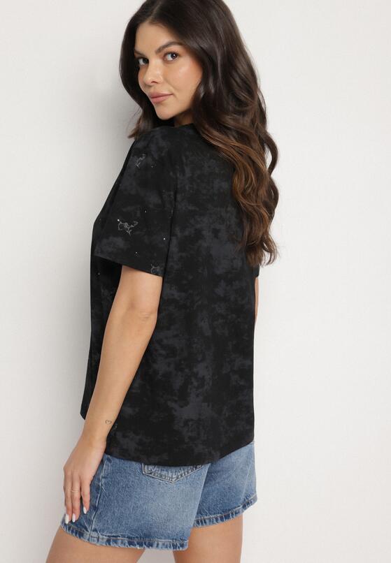 Czarny T-shirt Bawełniany w Print w Motylki Tenorea 3