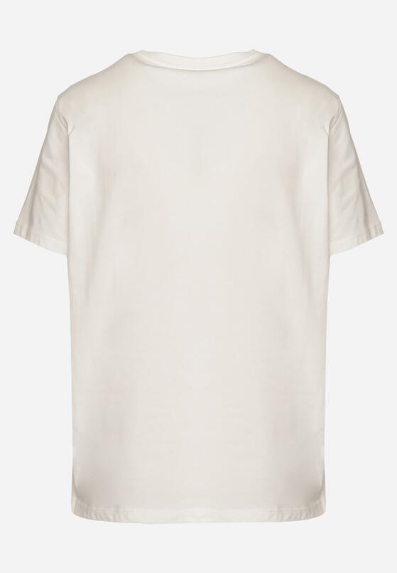 Biały T-shirt z Bawełny z Aplikacją z Cyrkoniami Deraine 7