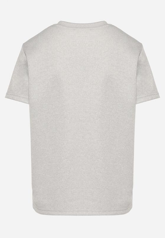 Jasnoszary T-shirt o Klasycznym Kroju z Ozdobnym Haftem Galerrena 7