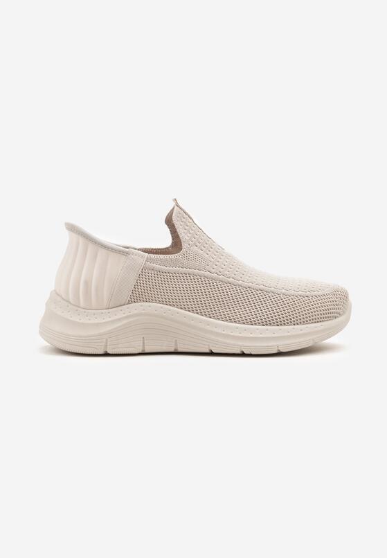 Beżowe Wsuwane Buty Sportowe Sneakersy na Tłoczonej Podeszwie Fadema 4