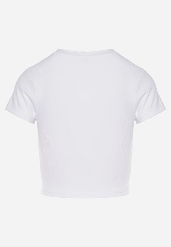 Biały T-shirt z Prążkowanego Materiału o Krótkim Kroju Telunna 7