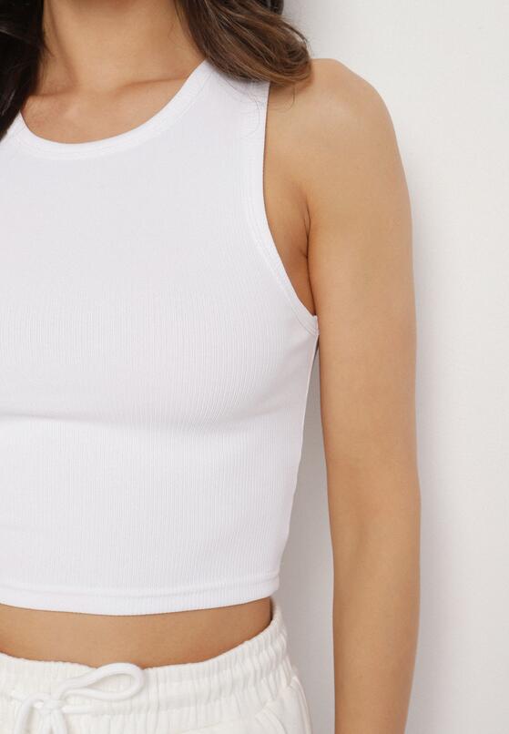 Biały Krótki Tank Top z Prążkowanej Tkaniny Nevallia 5