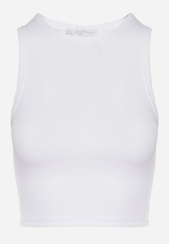 Biały Krótki Tank Top z Prążkowanej Tkaniny Nevallia 6