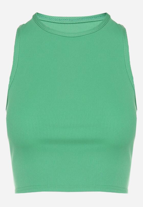 Zielony Krótki Tank Top z Prążkowanej Tkaniny Nevallia 6