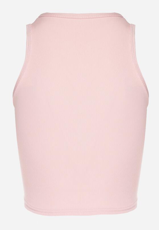 Jasnoróżowy Krótki Tank Top z Prążkowanej Tkaniny Nevallia 7