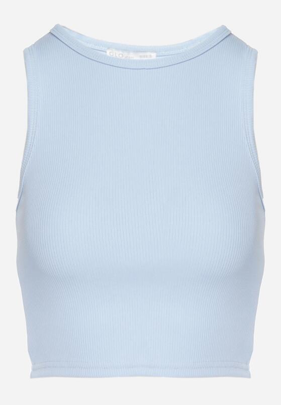 Jasnoniebieski Krótki Tank Top z Prążkowanej Tkaniny Nevallia 6