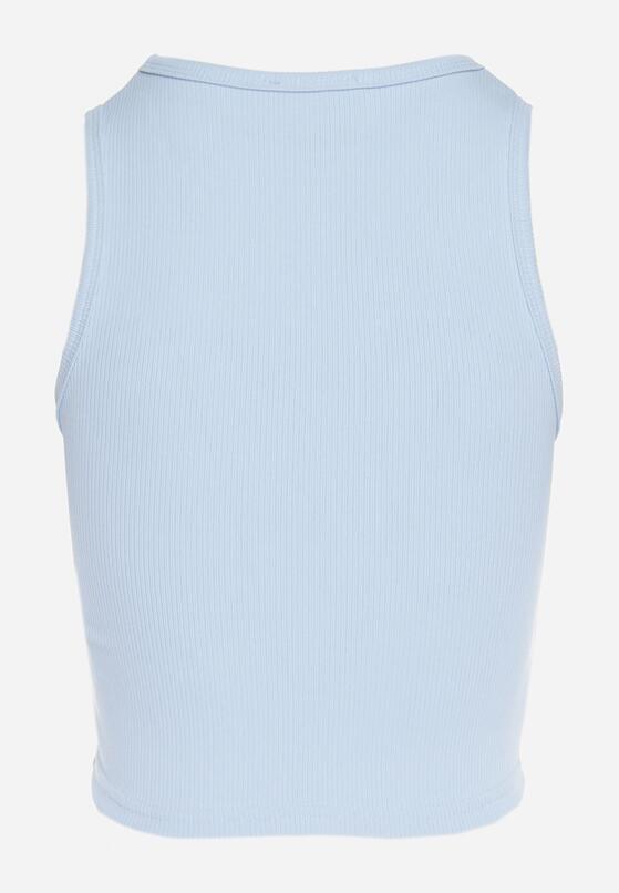 Jasnoniebieski Krótki Tank Top z Prążkowanej Tkaniny Nevallia 7