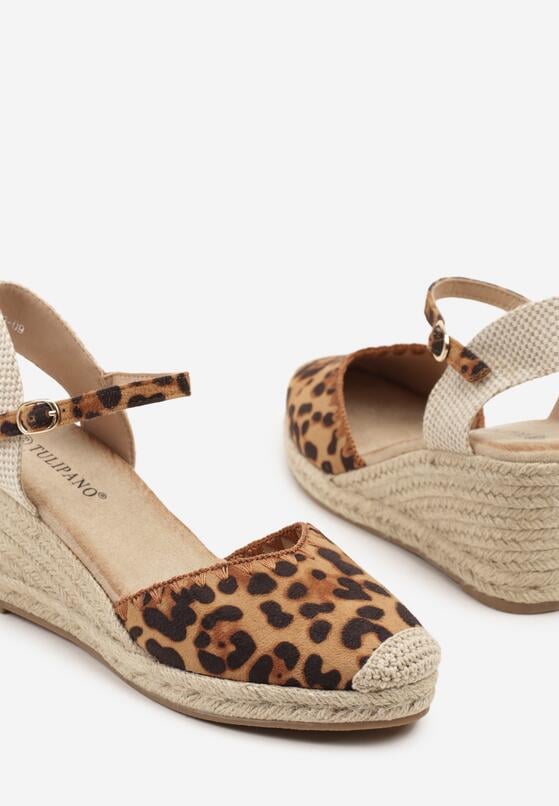 Panterkowe Sandały Espadryle na Koturnie w Stylu Boho Merilwena 6
