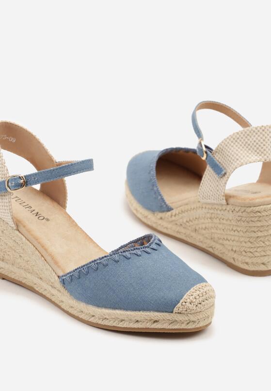 Niebieskie Sandały Espadryle na Koturnie w Stylu Boho Merilwena 6
