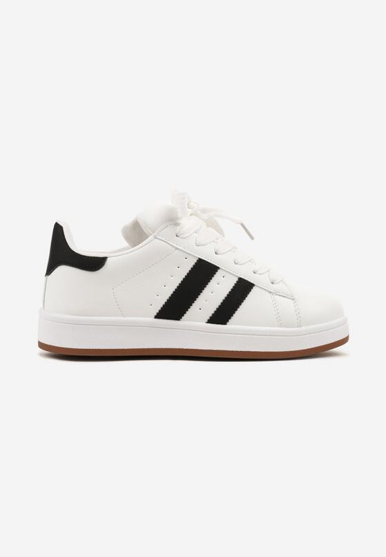Białe Sneakersy z Perforacją i Ozdobnymi Paskami Deolene 4