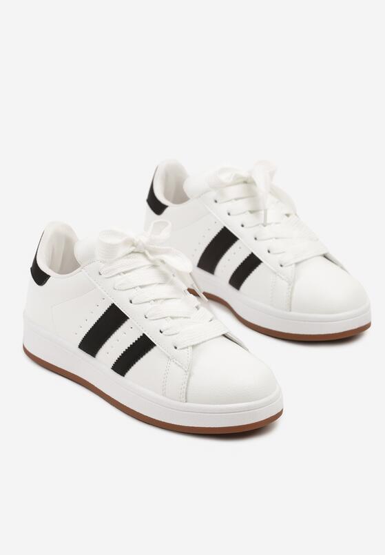 Białe Sneakersy z Perforacją i Ozdobnymi Paskami Deolene 5