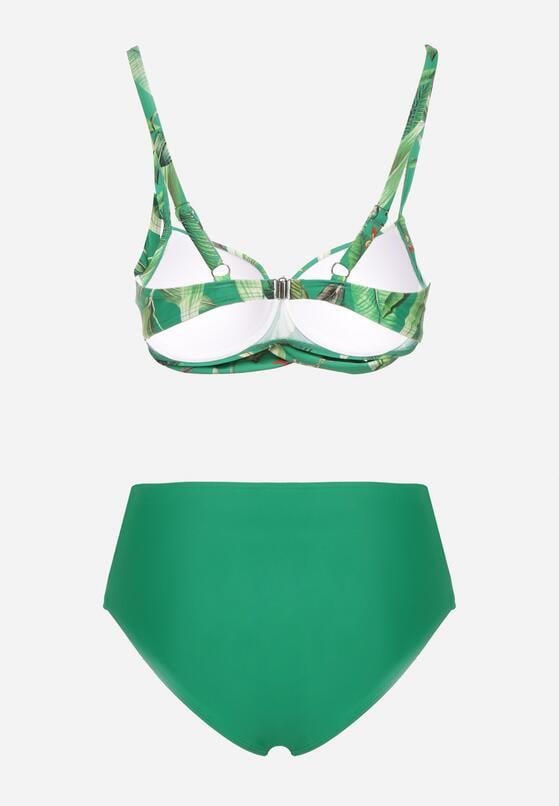 Zielone Bikini Majtki Figi z Siateczkowymi Wstawkami i Biustonosz w Liście Kinella 6