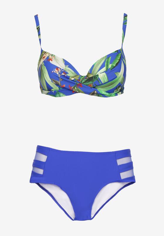 Niebieskie Bikini Majtki Figi z Siateczkowymi Wstawkami i Biustonosz w Liście Kinella 5