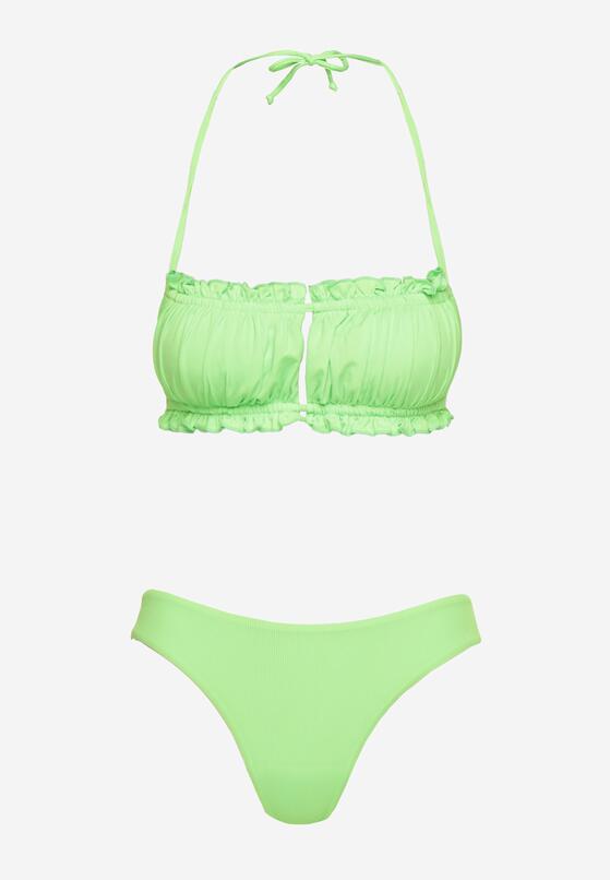 Jasnozielone Bikini Wiązany Biustonosz z Marszczeniem Majtki Typu Figi Folilisse 5