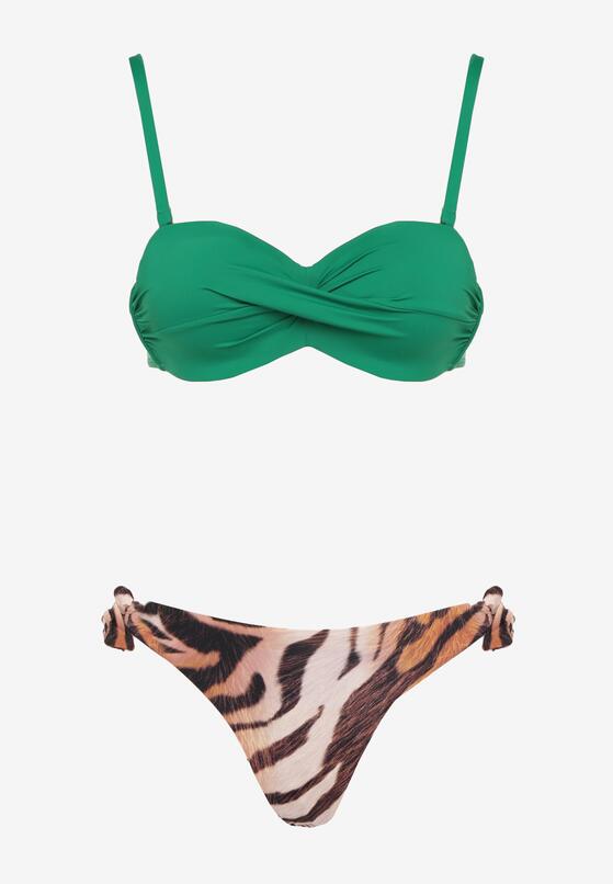 Ciemnozielone Bikini Biustonosz Wiązany na Plecach 2 Pary Majtek Typu Figi Galarella 6