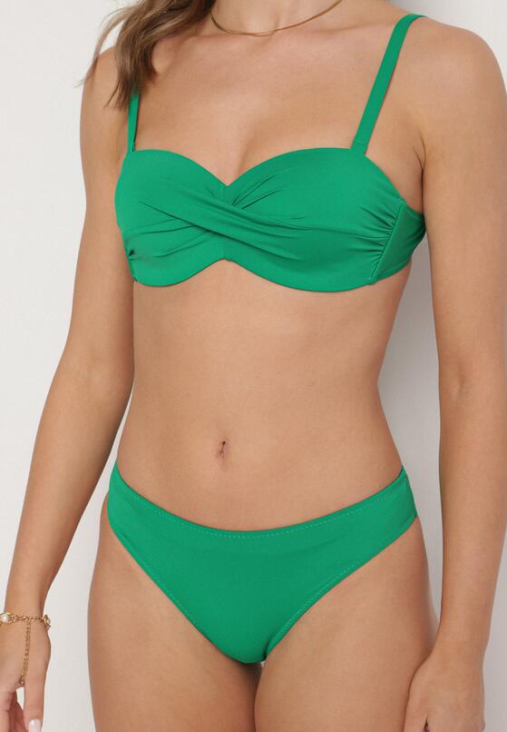 Ciemnozielone Bikini Biustonosz Wiązany na Plecach 2 Pary Majtek Typu Figi Galarella 4