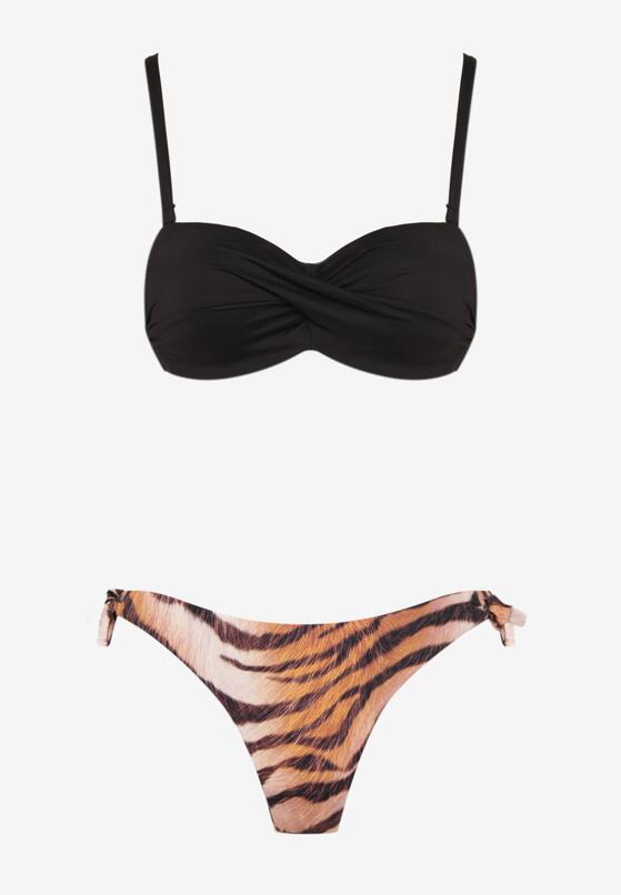 Czarne Bikini Biustonosz Wiązany na Plecach 2 Pary Majtek Typu Figi Galarella 6