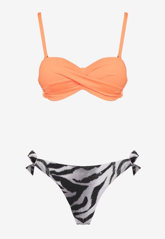 Pomarańczowe Bikini Biustonosz Wiązany na Plecach 2 Pary Majtek Typu Figi Galarella 6