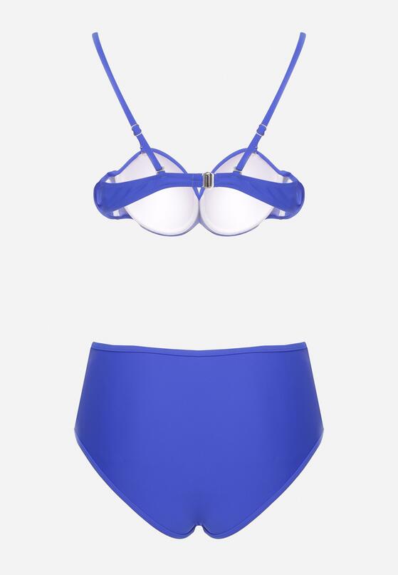 Niebieskie Bikini Biustonosz i Majtki Figi z Wysokim Stanem Zdobione Siateczką Kinetia 6