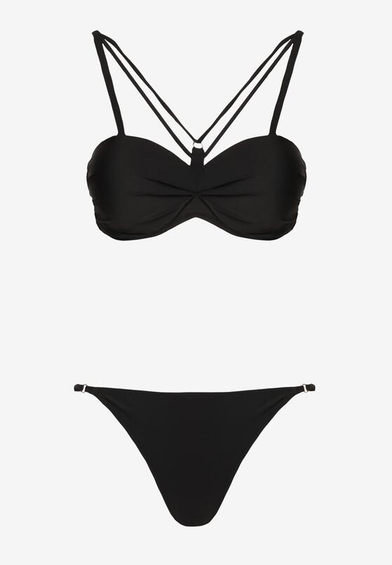 Czarne Bikini Biustonosz z Ozdobnymi Paskami i Figi Fadeleine 5