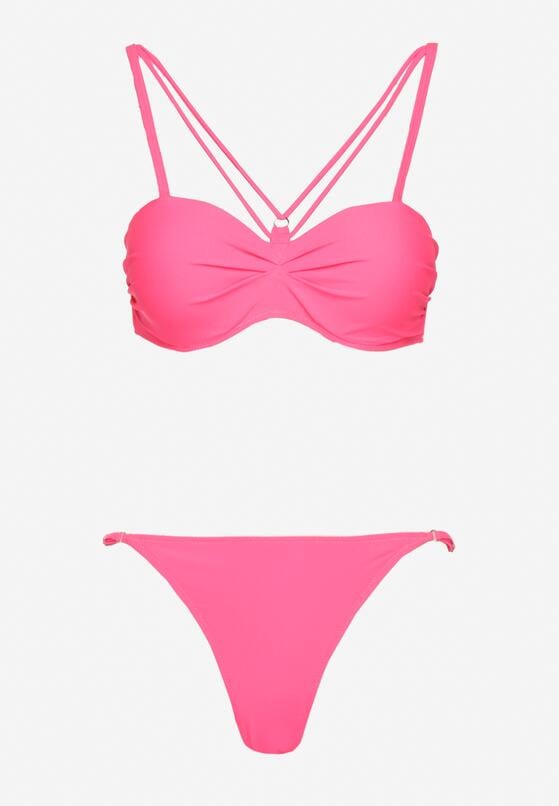 Różowe Bikini Biustonosz z Ozdobnymi Paskami i Figi Fadeleine 5