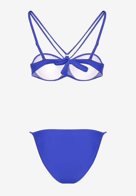 Niebieskie Bikini Biustonosz z Ozdobnymi Paskami i Figi Fadeleine 6