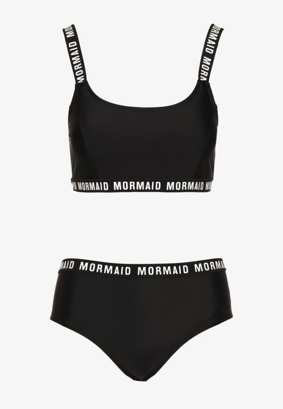 Czarne Bikini Sportowa Góra i Majtki Typu Figi z Napisami Nevianea 5