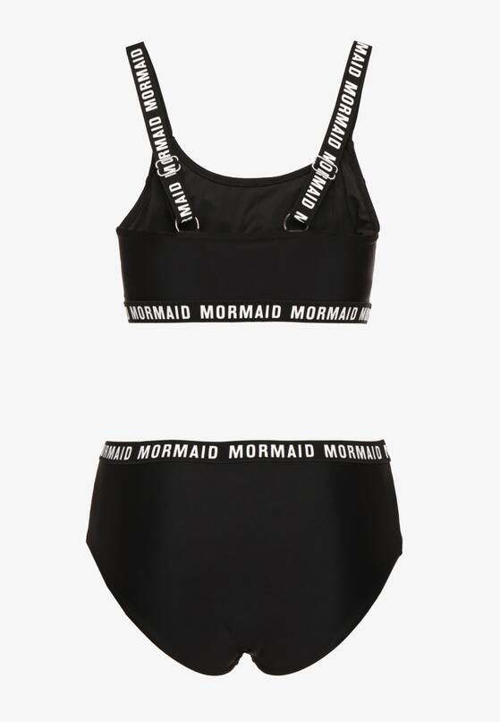 Czarne Bikini Sportowa Góra i Majtki Typu Figi z Napisami Nevianea 6
