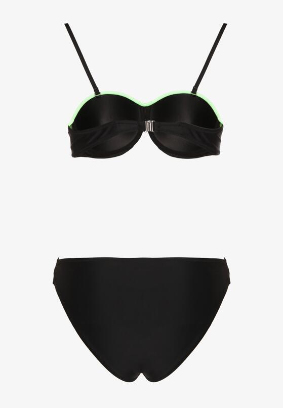 Zielono-Czarne Bikini Figi i Usztywniany Biustonosz Ozdobiony Metaliczną Nicią Artellia 6