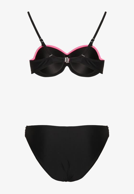 Różowo-Czarne Bikini Figi i Usztywniany Biustonosz Ozdobiony Metaliczną Nicią Artellia 6