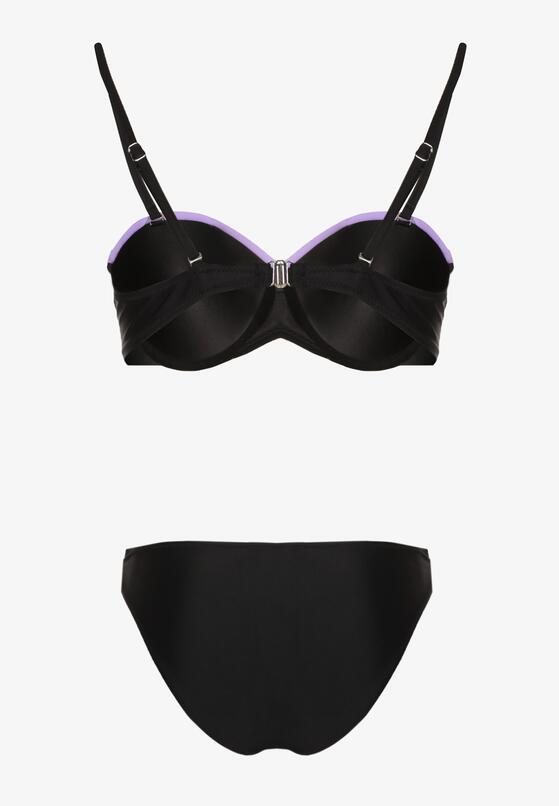 Fioletowo-Czarne Bikini Figi i Usztywniany Biustonosz Ozdobiony Metaliczną Nicią Artellia 6